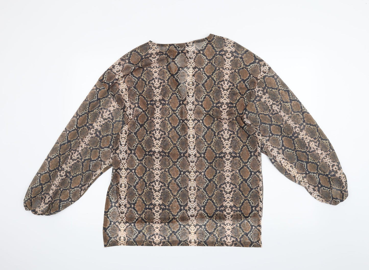 Womens UK Size XS Pull & Bear Brown Basic Blouse