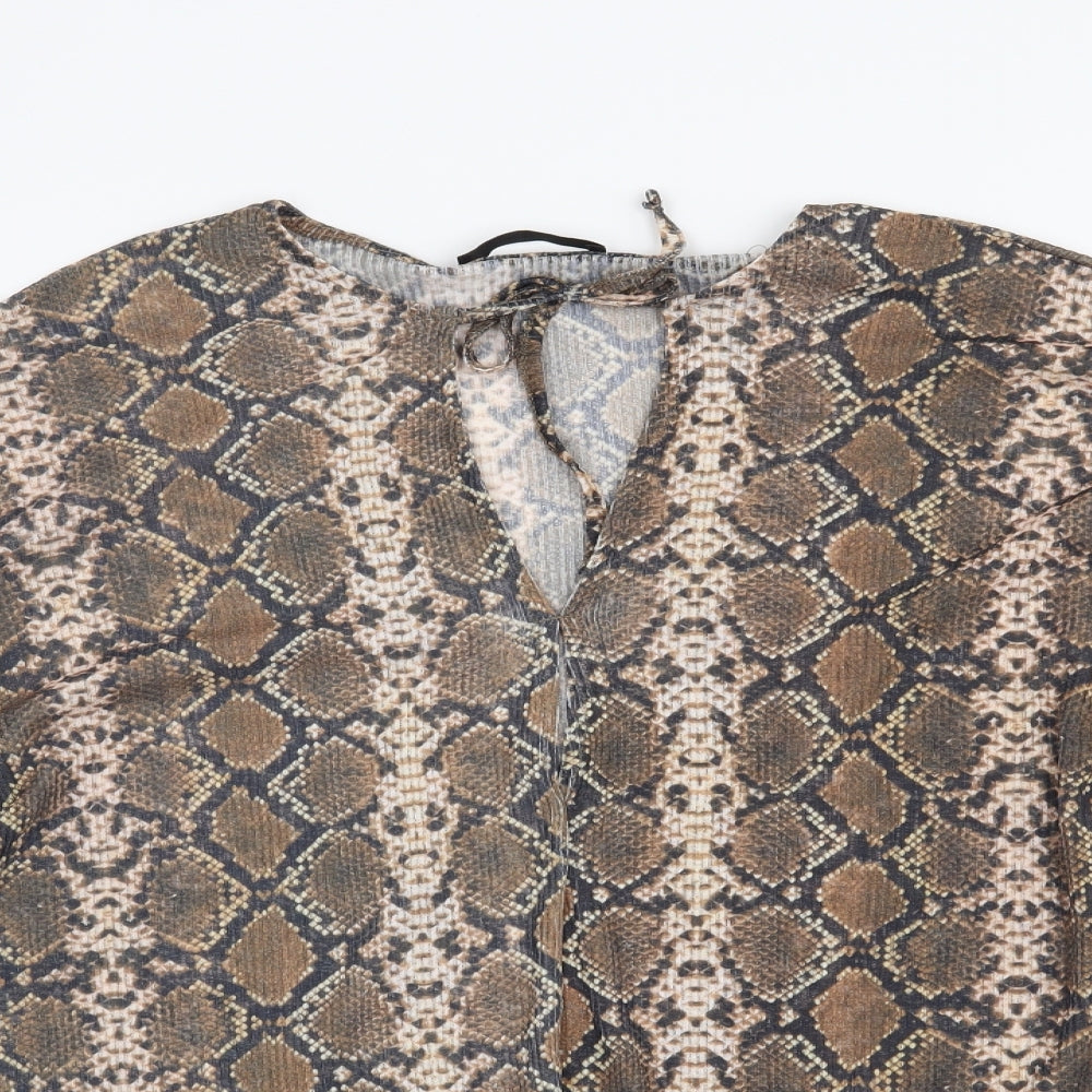 Womens UK Size XS Pull & Bear Brown Basic Blouse