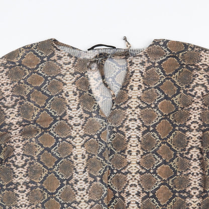 Womens UK Size XS Pull & Bear Brown Basic Blouse