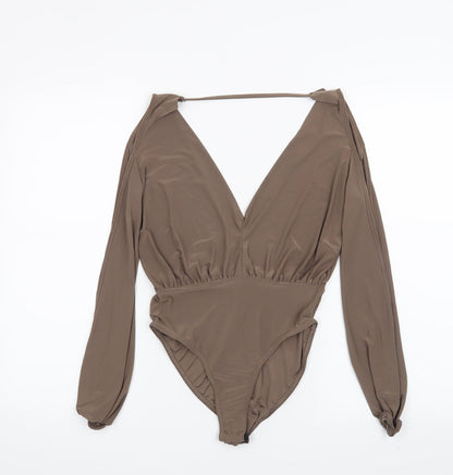 Missguided Womens Brown   Bodysuit One-Piece Size 8