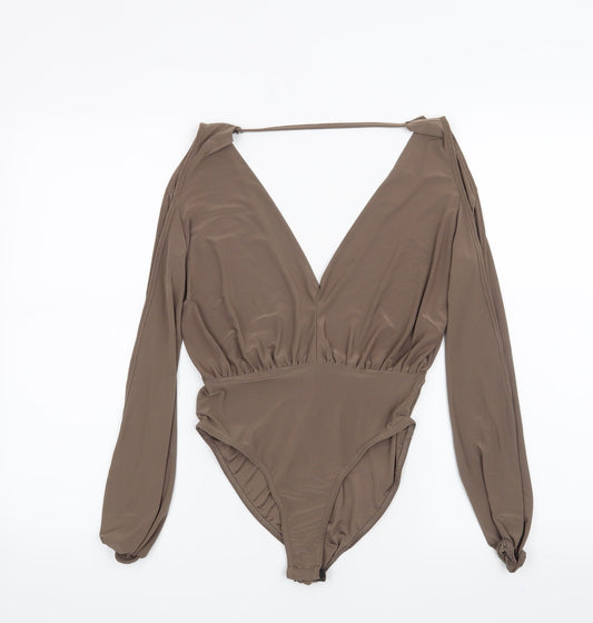 Missguided Womens Brown   Bodysuit One-Piece Size 8