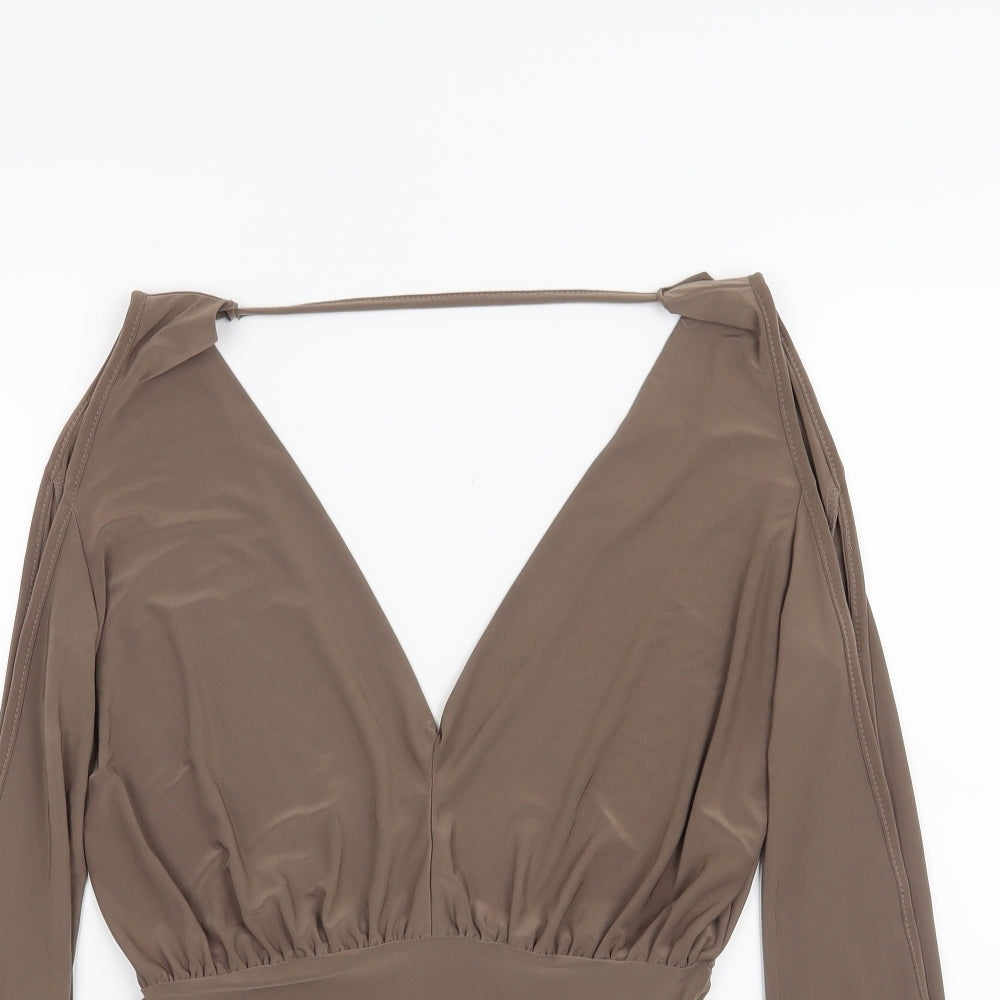 Missguided Womens Brown   Bodysuit One-Piece Size 8