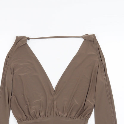 Missguided Womens Brown   Bodysuit One-Piece Size 8