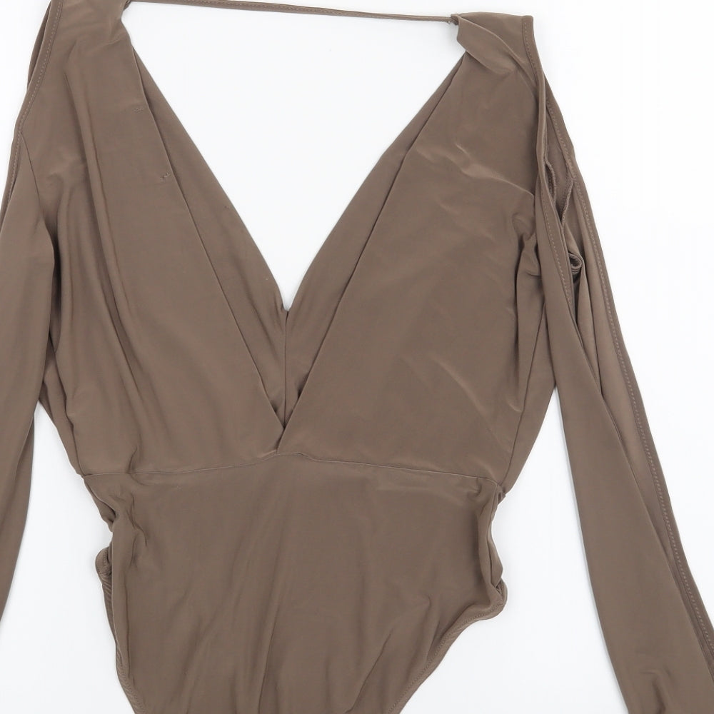 Missguided Womens Brown   Bodysuit One-Piece Size 8