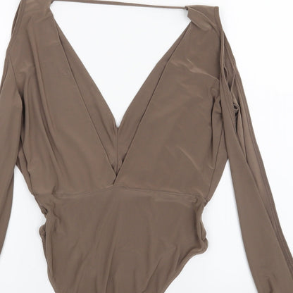 Missguided Womens Brown   Bodysuit One-Piece Size 8