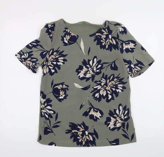 M&S Womens Green Floral  Basic T-Shirt Size 8