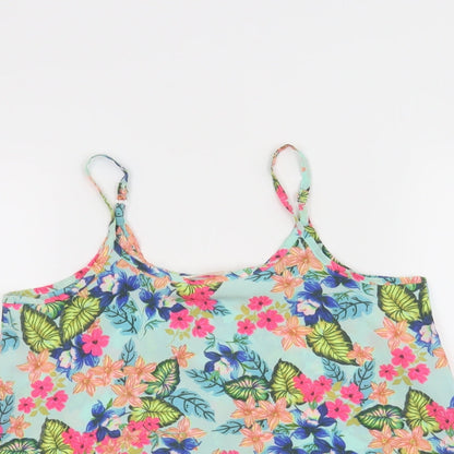 Candy Couture Girls Blue Floral  Basic Tank Size 10 Years