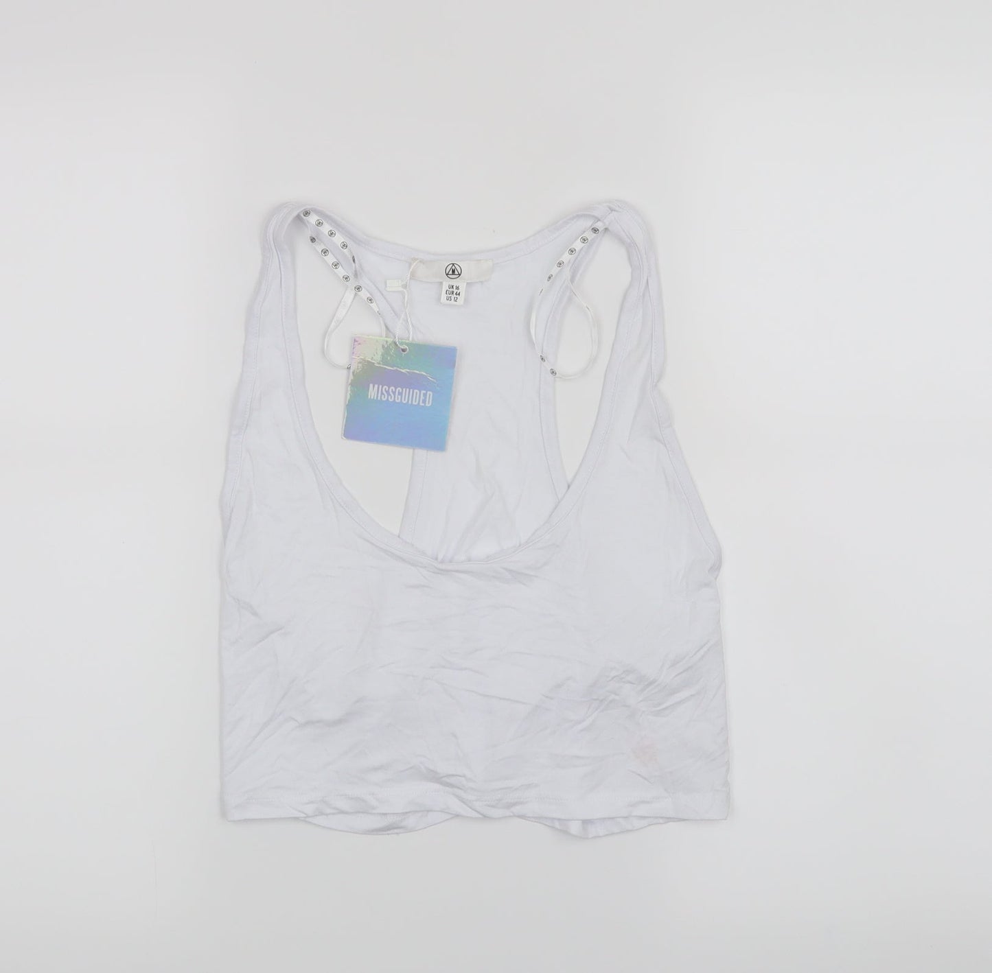Womens UK Size 16 Missguided White Cropped Tank