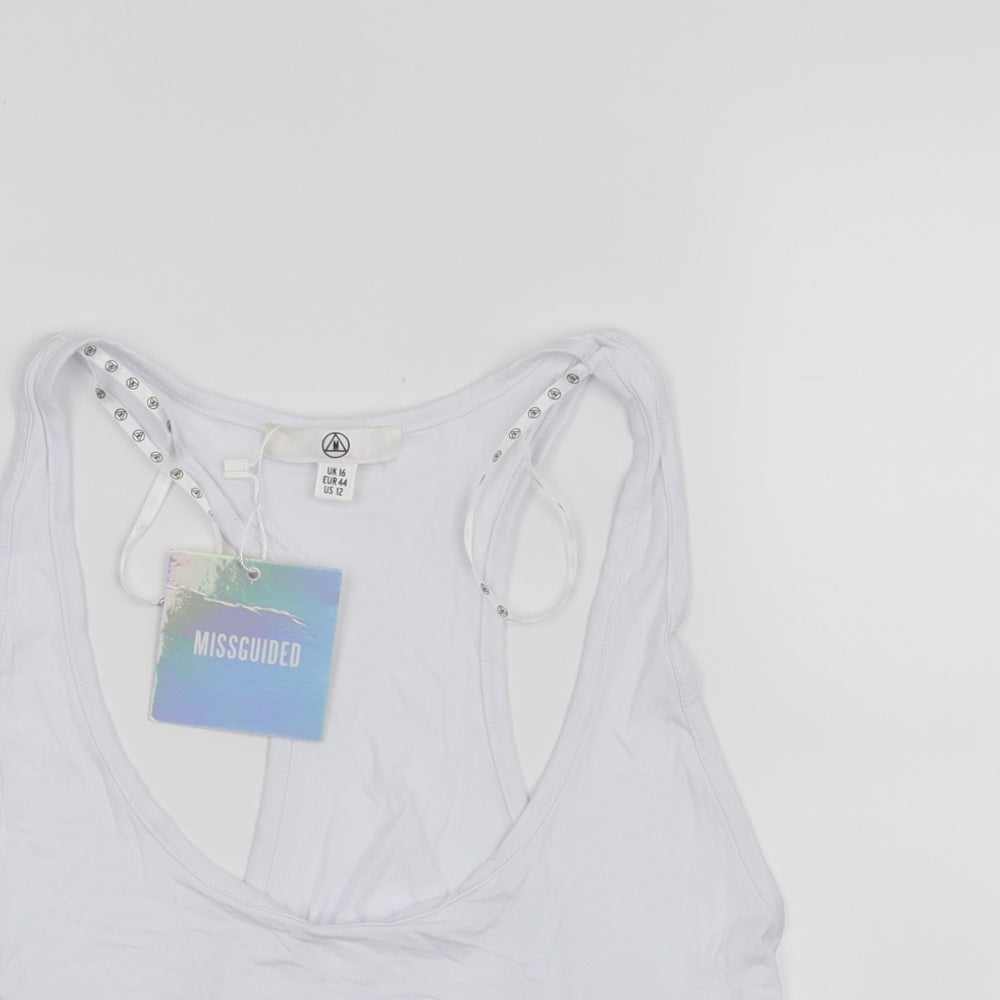 Womens UK Size 16 Missguided White Cropped Tank