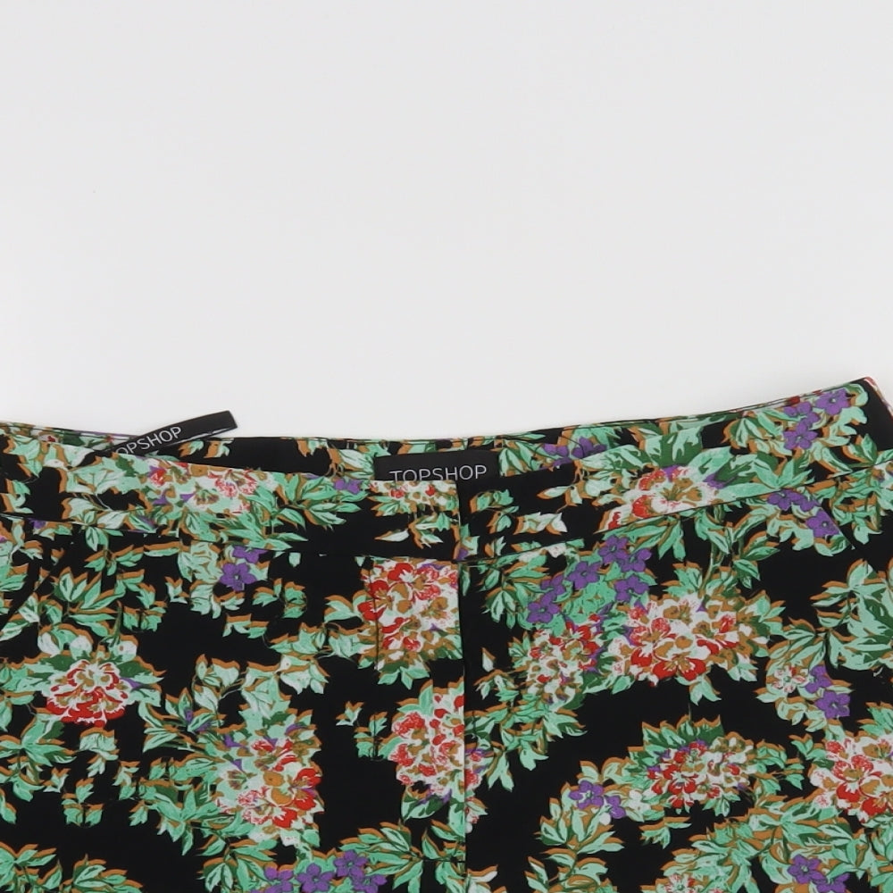 Topshop Womens Black Floral  Hot Pants Shorts Size 6