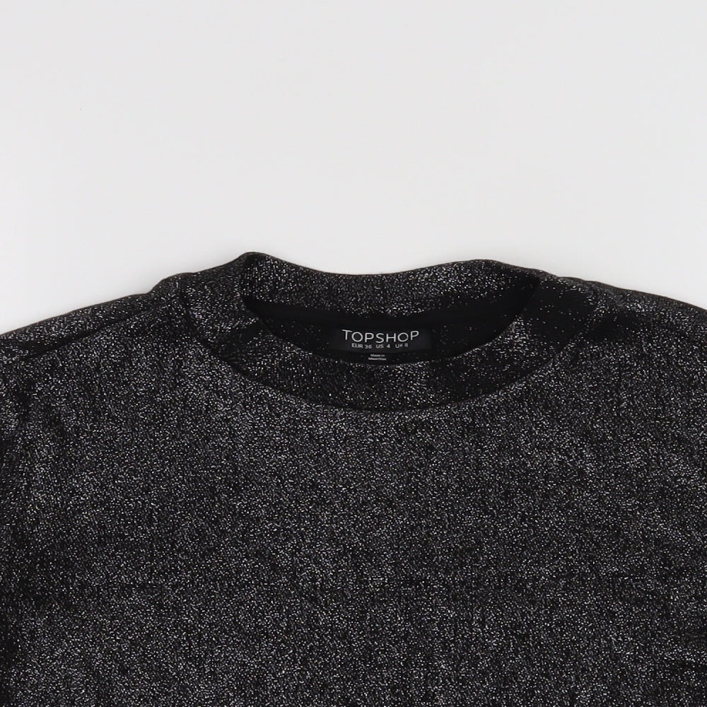 Womens UK Size 8 Topshop Black Basic T-Shirt