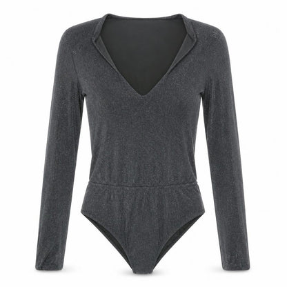 Glamour Womens Grey   Top Bodysuit Size 8