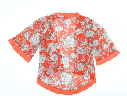 Papaya Womens Red Floral  Cardigan Jumper Size 8