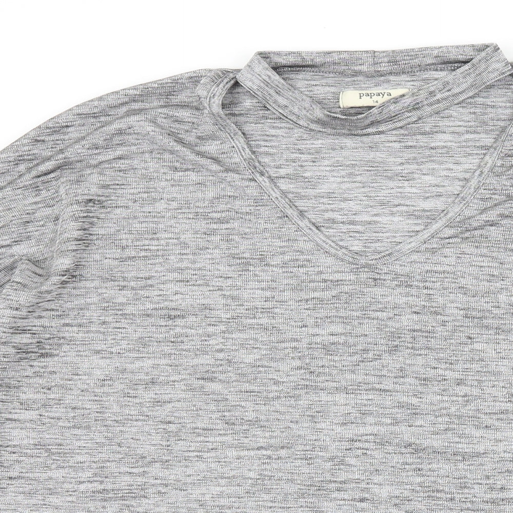 Papaya Womens Grey   Basic T-Shirt Size 14