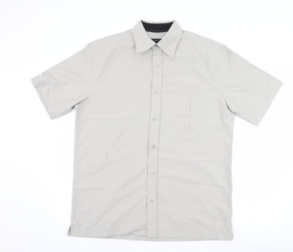 Mens UK Size L NEXT Grey  Button-Up Short Sleeve Casual Shirt