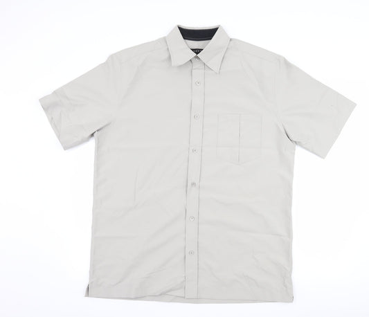 Mens UK Size L NEXT Grey  Button-Up Short Sleeve Casual Shirt