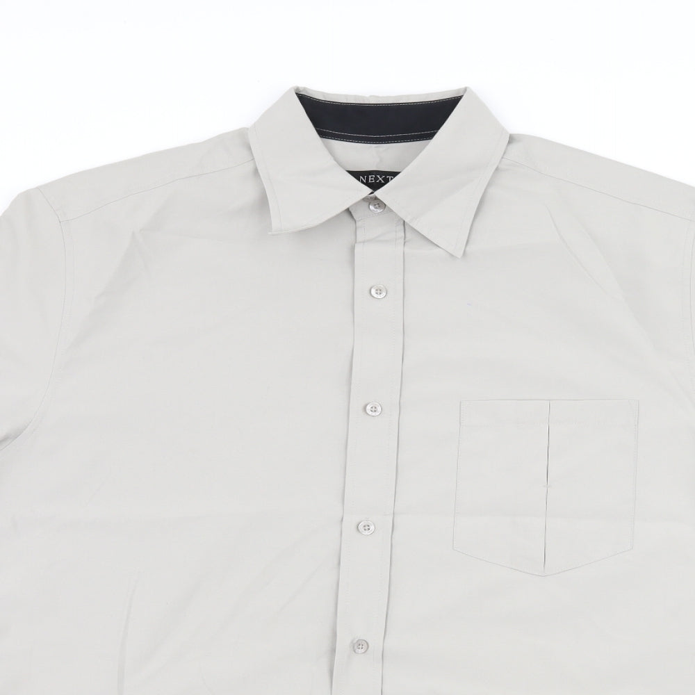 Mens UK Size L NEXT Grey  Button-Up Short Sleeve Casual Shirt