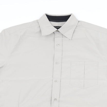 Mens UK Size L NEXT Grey  Button-Up Short Sleeve Casual Shirt