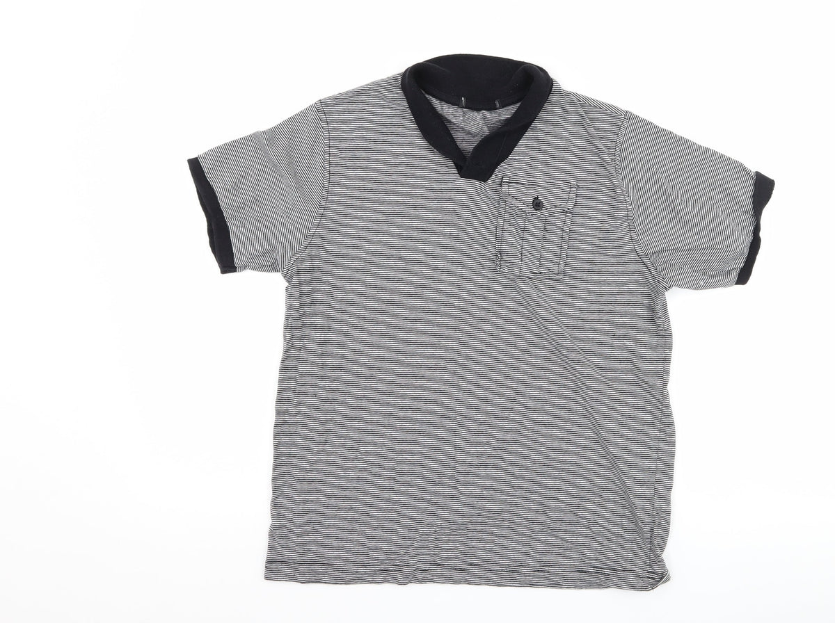 George Boys Black Striped  Basic T-Shirt Size 11-12 Years