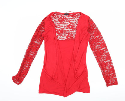 Whats Up Womens Red Floral  Cardigan Jumper Size M