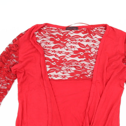 Whats Up Womens Red Floral  Cardigan Jumper Size M
