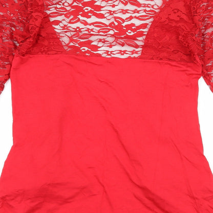 Whats Up Womens Red Floral  Cardigan Jumper Size M