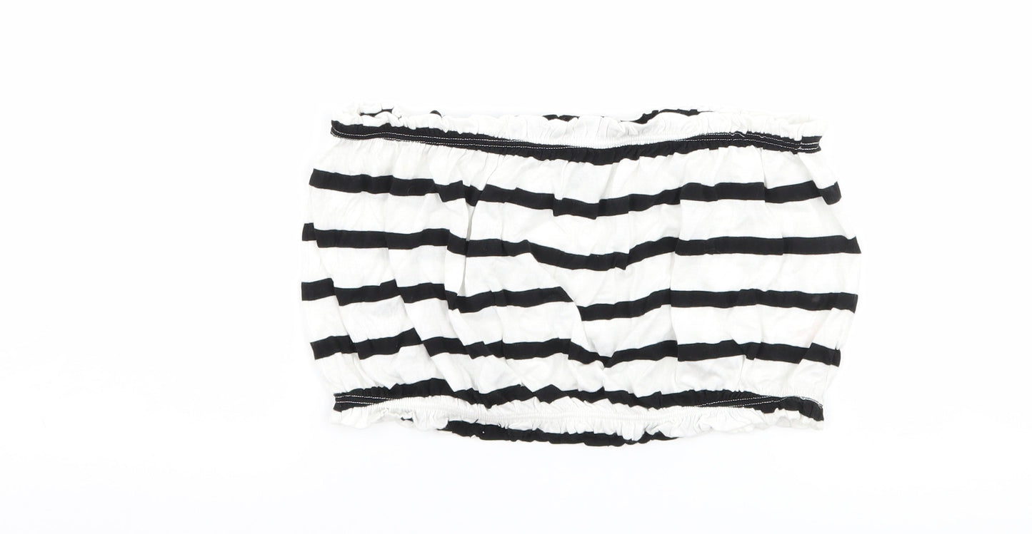 Primark Womens White Striped  Cropped T-Shirt Size 10  - Boob Tube