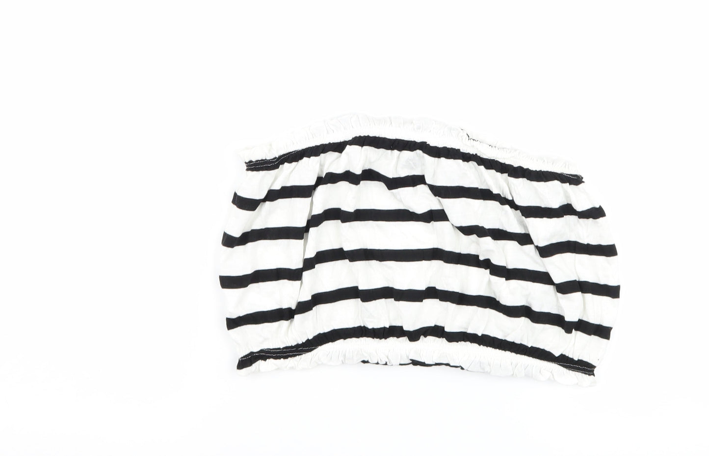 Primark Womens White Striped  Cropped T-Shirt Size 10  - Boob Tube