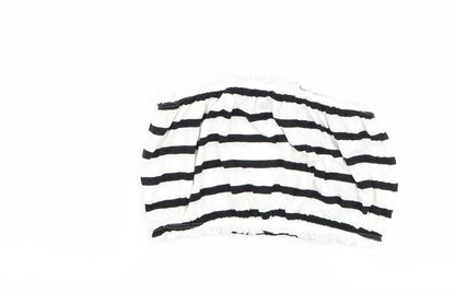 Primark Womens White Striped  Cropped T-Shirt Size 10  - Boob Tube