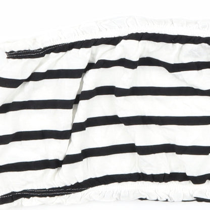 Primark Womens White Striped  Cropped T-Shirt Size 10  - Boob Tube