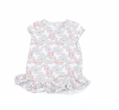 F&F Girls Grey   T-Shirt Dress  Size 18-24 Months  - Unicorn