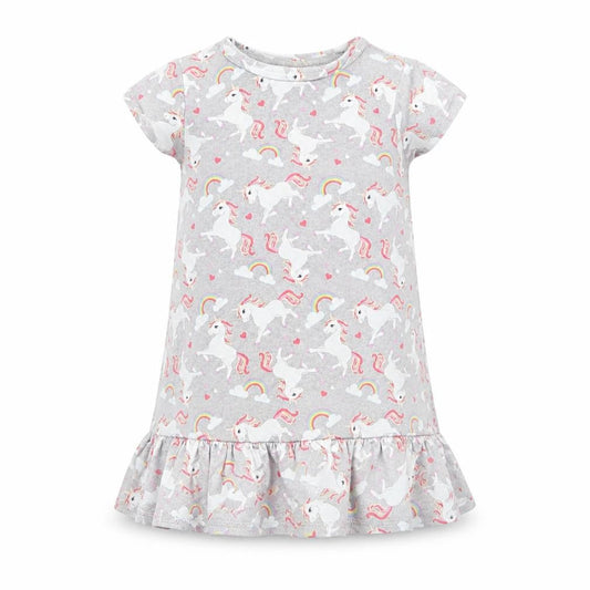 F&F Girls Grey   T-Shirt Dress  Size 18-24 Months  - Unicorn
