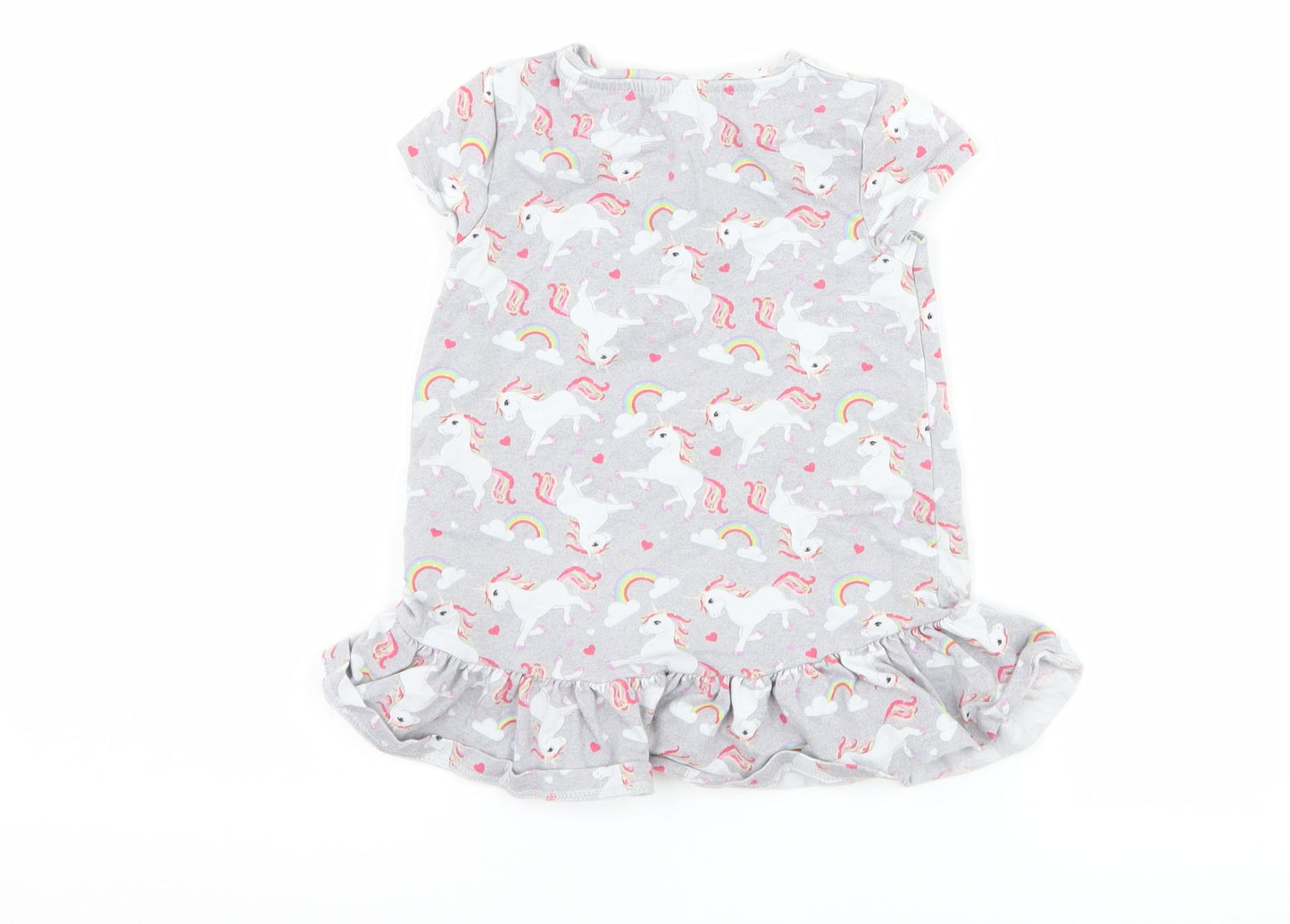 F&F Girls Grey   T-Shirt Dress  Size 18-24 Months  - Unicorn