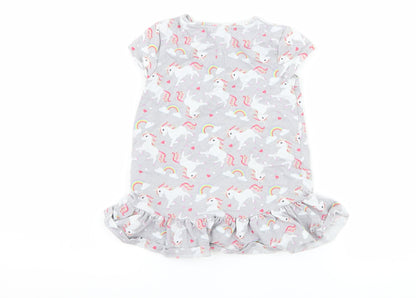 F&F Girls Grey   T-Shirt Dress  Size 18-24 Months  - Unicorn