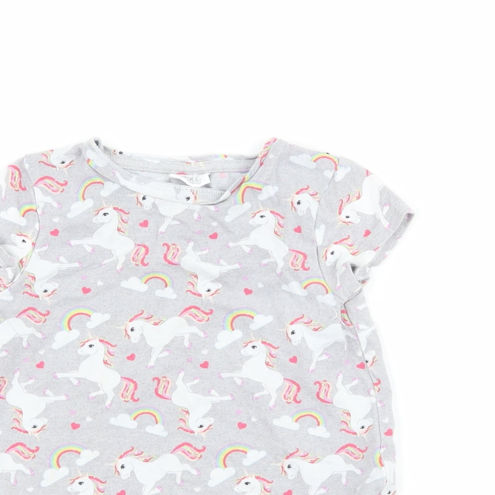F&F Girls Grey   T-Shirt Dress  Size 18-24 Months  - Unicorn