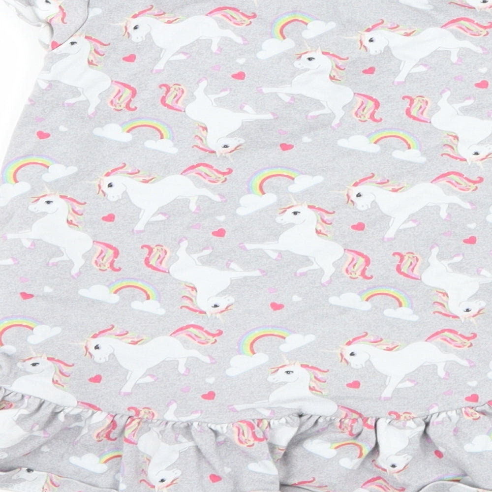F&F Girls Grey   T-Shirt Dress  Size 18-24 Months  - Unicorn
