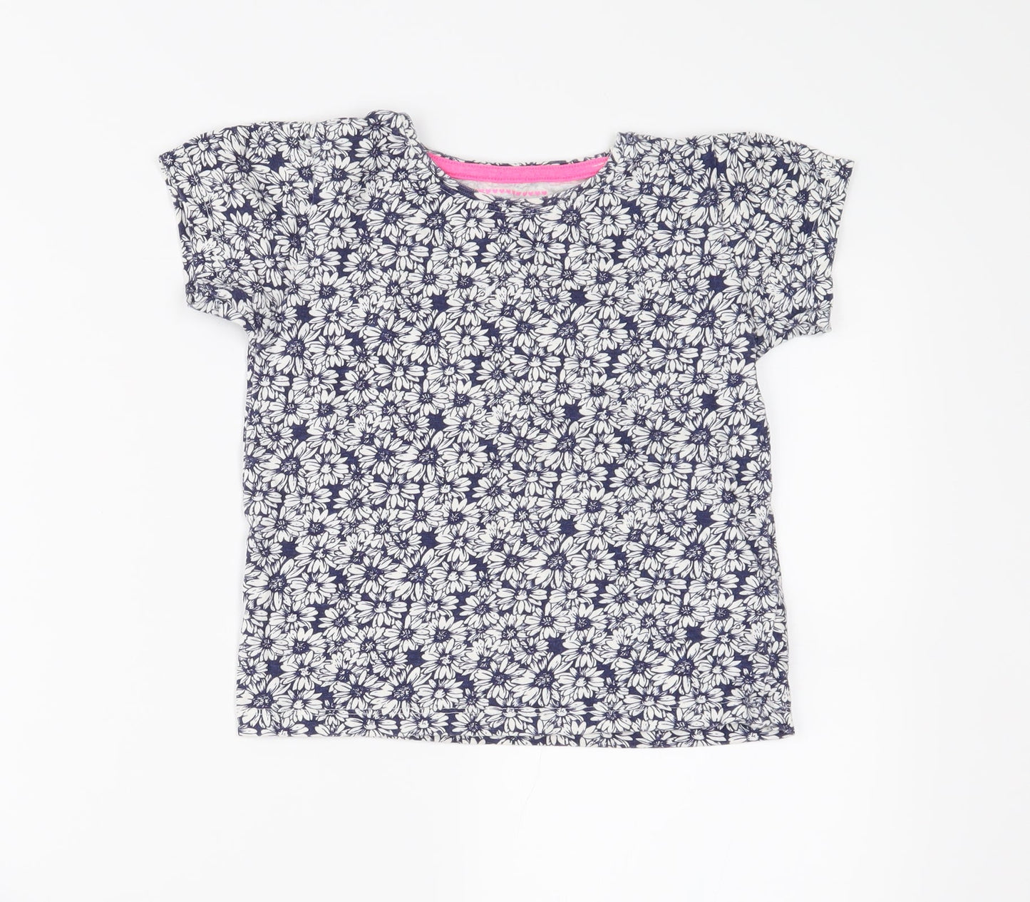 Young Dimension Girls Blue Floral  Basic T-Shirt Size 6-7 Years
