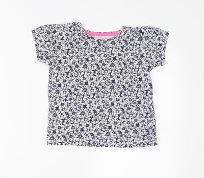 Young Dimension Girls Blue Floral  Basic T-Shirt Size 6-7 Years