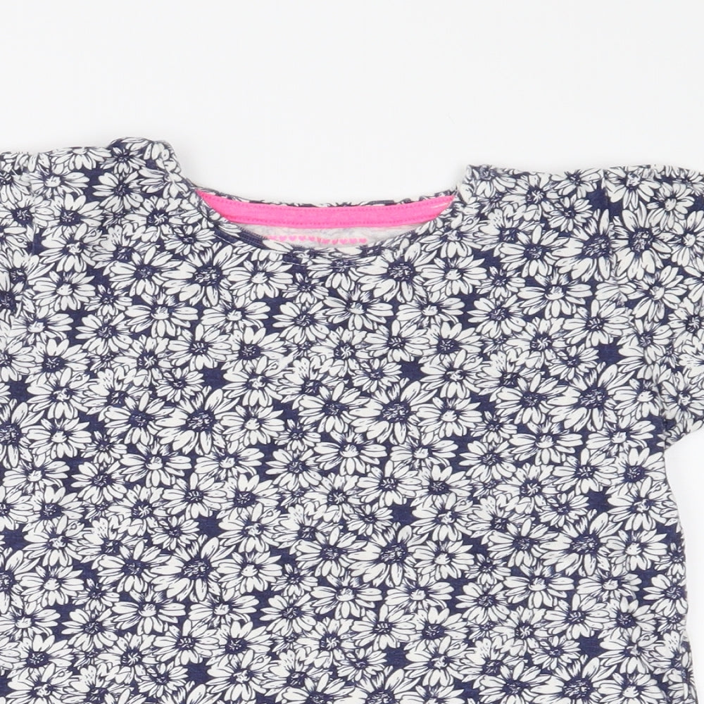 Young Dimension Girls Blue Floral  Basic T-Shirt Size 6-7 Years
