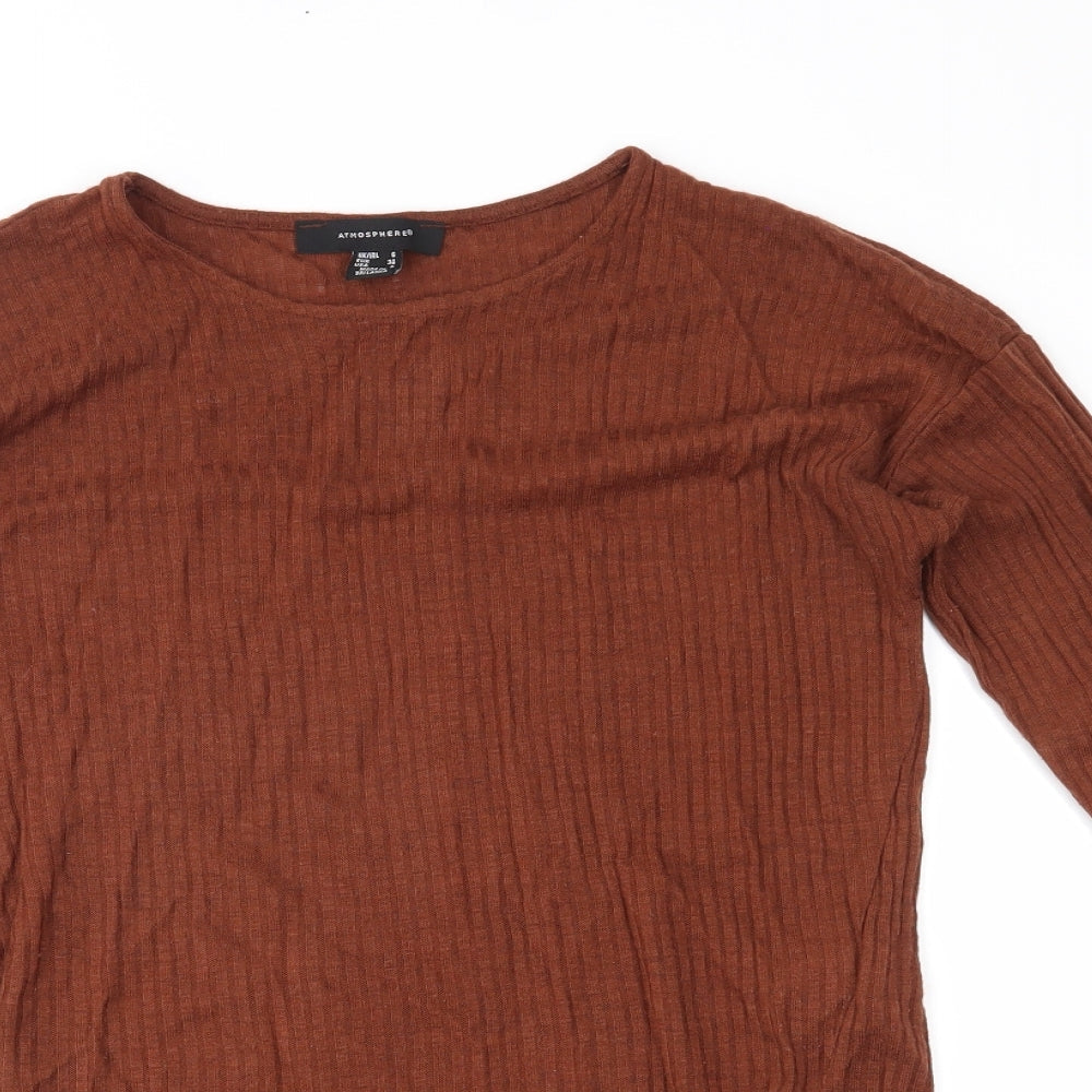 Womens UK Size 6 Atmosphere Brown Basic T-Shirt