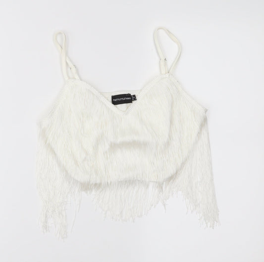 pretty little Thing Womens White   Cropped Tank Size 8