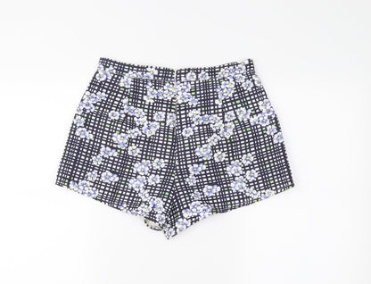 Missguided Womens Black Floral  Hot Pants Shorts Size 10