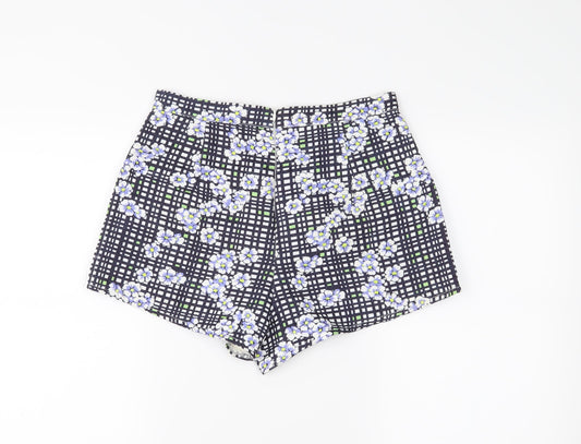 Missguided Womens Black Floral  Hot Pants Shorts Size 10