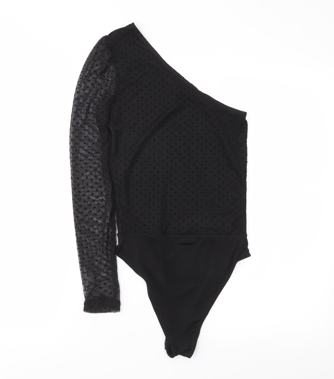 Miss Selfridge Womens Black Polka Dot  Bodysuit One-Piece Size 6