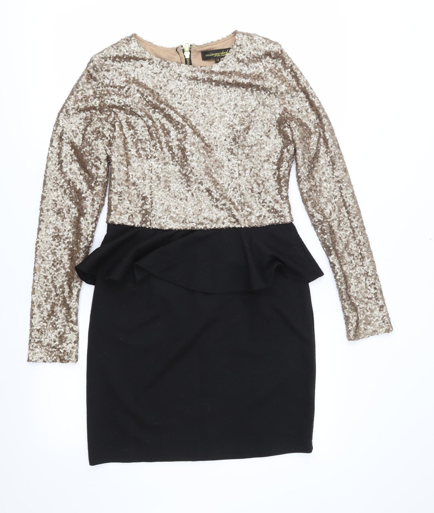 Missguided Womens Gold   Bodycon  Size 12