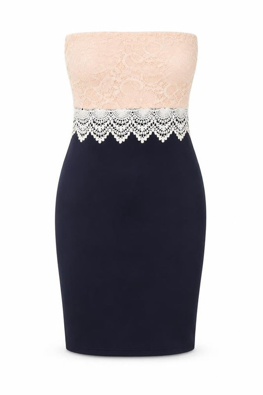 Front view of AX women’s blue pencil dress, size UK 8