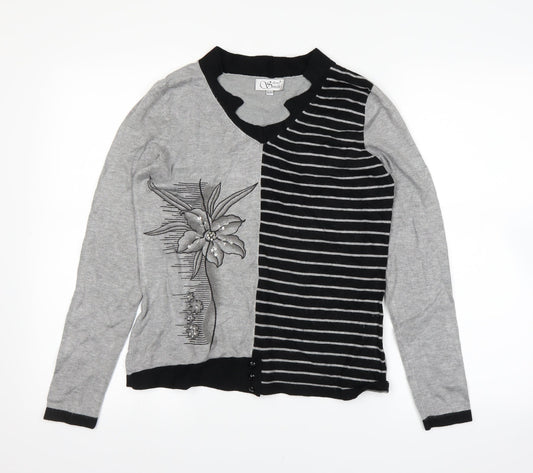 Womens UK Size M Anne Smith Grey Basic T-Shirt