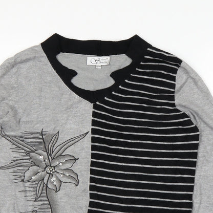 Womens UK Size M Anne Smith Grey Basic T-Shirt