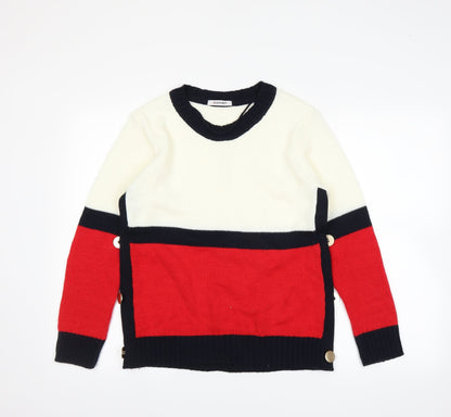 Damart Womens White Striped  Pullover Jumper Size 10