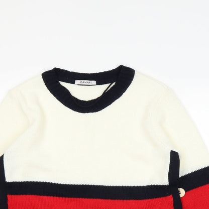 Damart Womens White Striped  Pullover Jumper Size 10